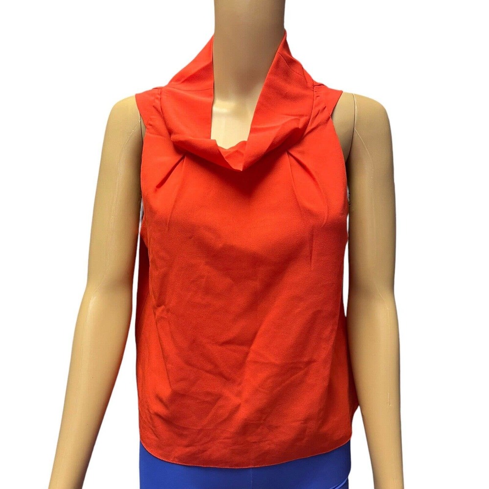 Robert Graham Bright Orange Sleeveless Mock Neck Blouse Women’s Size 4